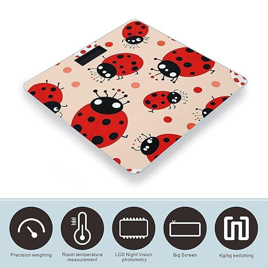 Cute Ladybug Smart Scale for Body Weight Accurate Bathroom Scale with LED Display Digital Weight Scales Weighing Machine High Precision Scales for Bath Home