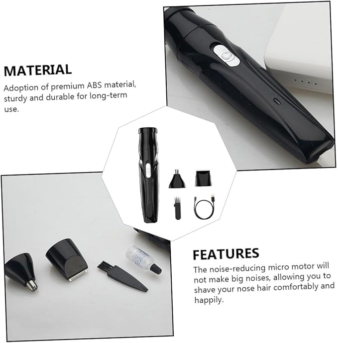 Ipetboom 2sets Electric Nose Hair Trimmer Multi-Function for Nose Ear and Eyebrow Hair Design Protective Cover Rechargeable Easy to Clean