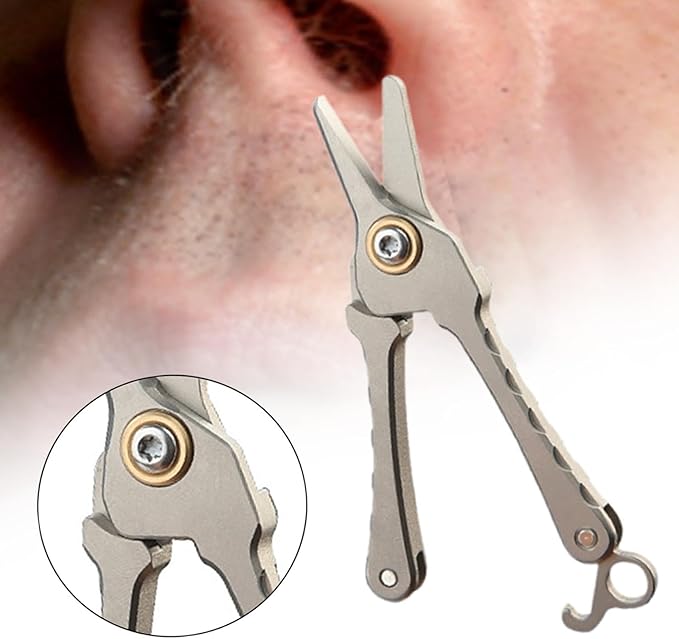 Titanium Alloy Round Nose Scissors Multipurpose Facial Hair Trimmer for Eyebrows Beard and Cuticles