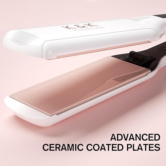 K&ampK 2.25 Inch Flat Iron Hair Straightener Professional Extra Wide Hair Straighteners for Therapy Keratin 3D Floating Ceramic Tourmaline Coating Plate Irons for Thick Hair Damage and Frizz