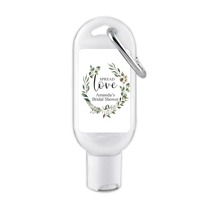 Personalized Sunscreen with Carabiner SPF 30 Custom Sunscreen for Wedding Favors Garden Wedding Botanical Wedding Bridal Shower Favors Bachelorette Gift (Set of 12)