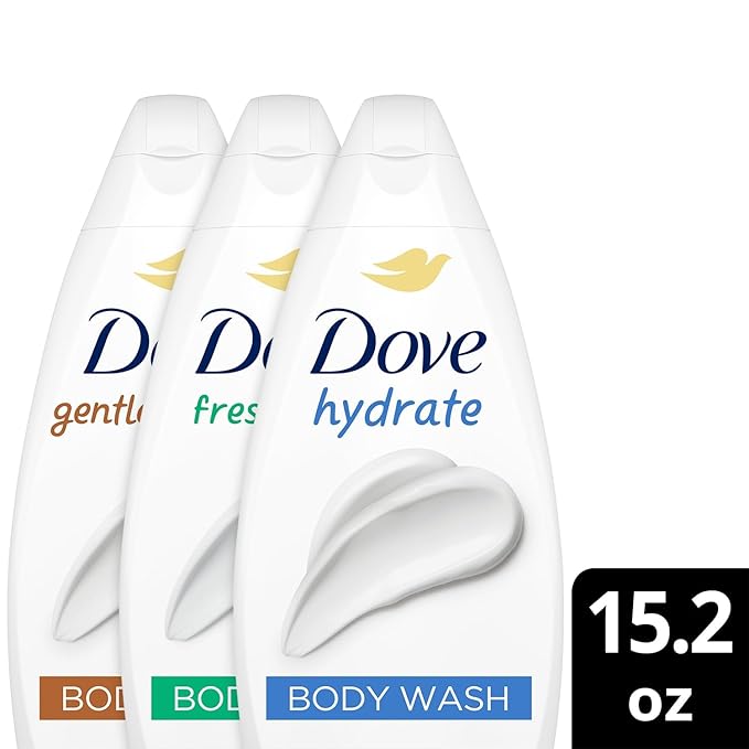Dove Body Wash Variety 3-Pack – Hydrate Fresh Care and Gentle Pamper 15.22 Oz Ea