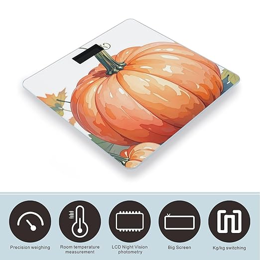 Fall Watercolor Pumpkins Smart Scale for Body Weight Accurate Bathroom Scale with LED Display Digital Weight Scales Weighing Machine High Precision Scales for Bath Home