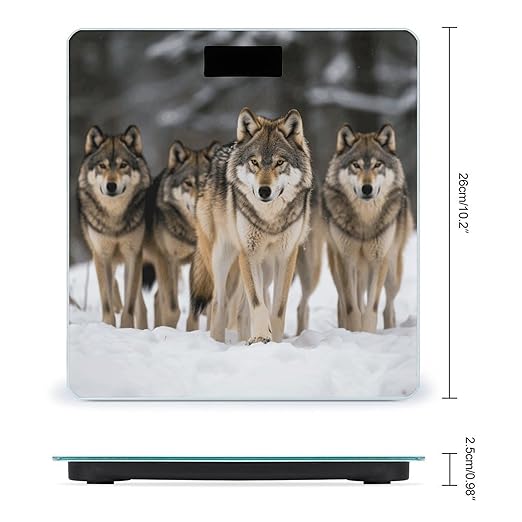 Pack of Wolves Weight Scale Large Bathroom Scales Digital Weight with Bright LED Display Non Slip Automatic Weighing Scale Fashion Weighing Machine for Body