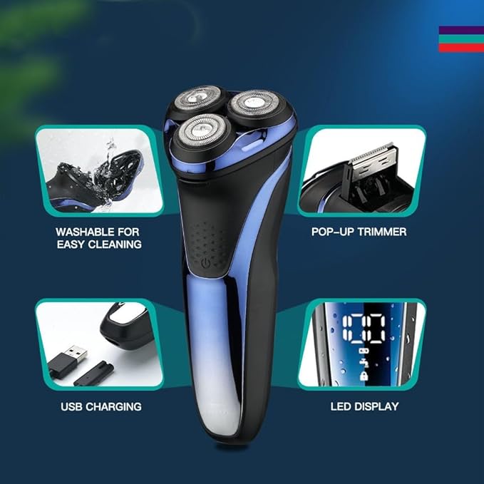 Head Shaver for Men 3D Floating Head Rotary Electric Shaver for Men Waterproof Beard Electric Razor Face Shaving Machine Rechargeable