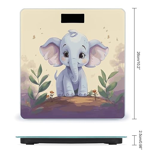 Cute Elephant Bathroom Scale for Body Weight Bathroom Digital Electronic Weighing Scale with Back Lit LED Display Sturdy Tempered Glass Weight Watchers Scales 400lb