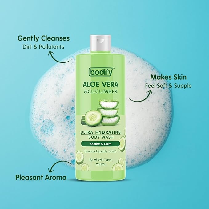 Aloe Vera &amp Cucumber Ultra Hydrating Body Wash 250 Ml | Soothe &amp Calm | Paraben Free | All Skin Types