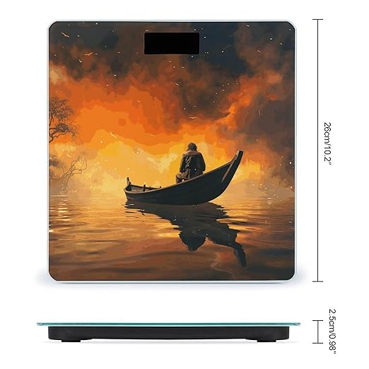 Man and Boat Scale for Body Weight Anti-Slip Digital Bathroom Scale Sturdy Toughened Glass Weighing Scales High Precision Safe Rounded Corners Smart Scales