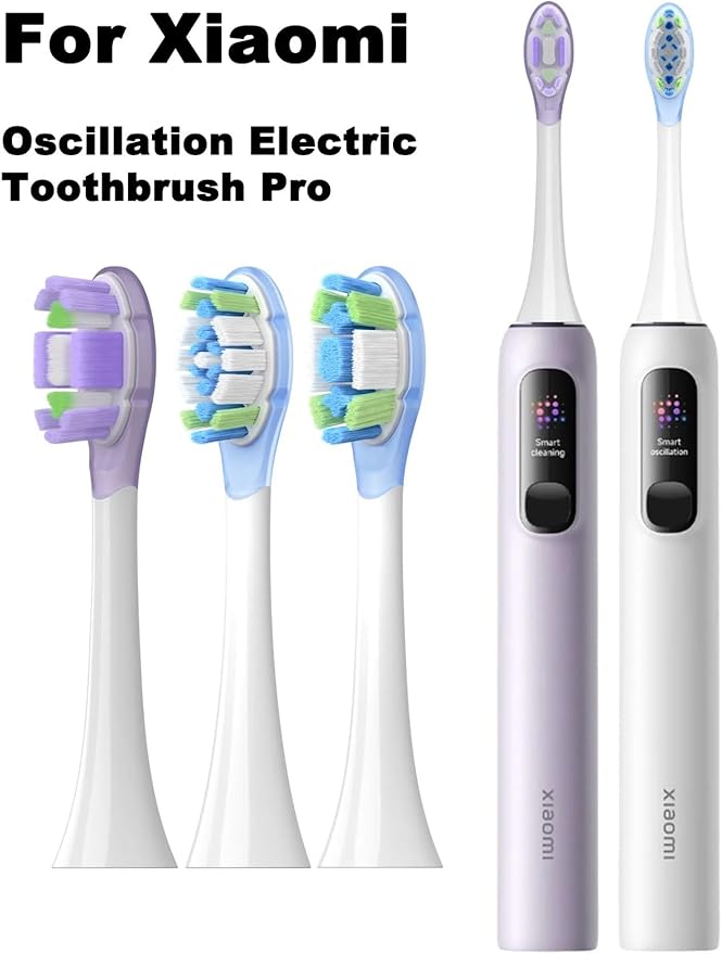 4PCS Replacement Brush Heads ForCompatible for Xiaomi Oscillation Electric Toothbrush Pro Mijia MES610 MES609 Head Soft Bristle(Purple)
