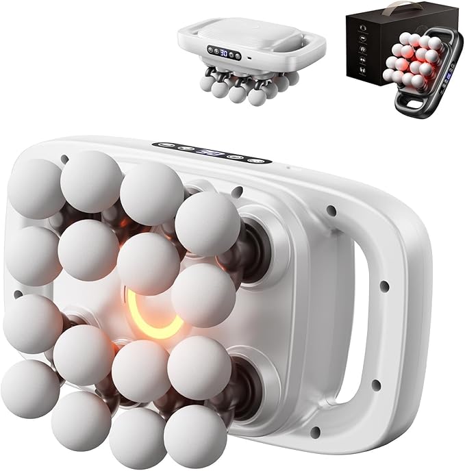 16-Head deep Tissue Massager 2026 Upgraded Version Portable 16-Head Massage Gun Set 30 Intensity Levels and 3 Smart Modes Suitable for Neck Shoulders Upper arms and Buttocks(White)