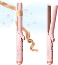Hahahope Hair Straightener Curler 2-in-1: 1.25 Flat Iron for Women - Curling Wand 360° Airflow Cooling Vents Titanium Ionic for Less Frizz - 5 Temps &amp Auto Off Dual Voltage (Pink)