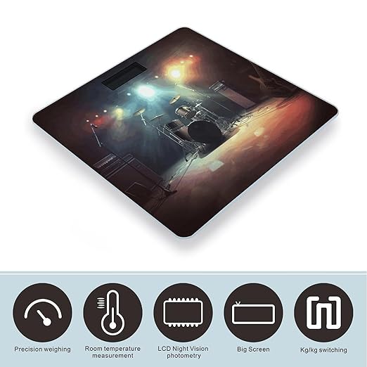 Rock Band Stage1 Weight ScaleClear LED Display Bathroom Digital Weighing ScaleTempered Glass Digital Bathroom Scale for Body Weight Capacity Up to 400 Lbs