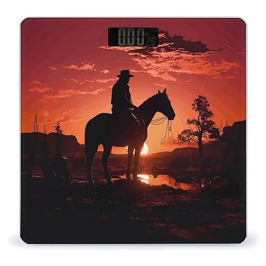 Cowboy West Scale for Body Weight Highly Accurate Bathroom Body Scale Sturdy Tempered Glass Digital Weight Scales LCD Display Smart Scales Rounded Corners Design