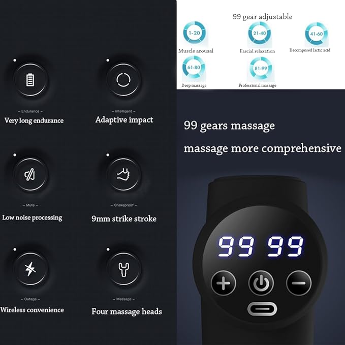 DADA Massage Gun Deep Tissue Upgrade Deep Tissue Back Massager Super Quiet Electric Massager for Treatment Relax Portable Percussion Muscle Massager Gun LED Touch Display