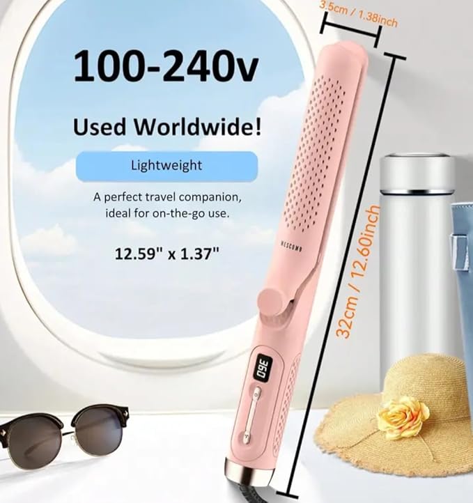 Professional Hair Straightener with LCD Display 5 Temperature Settings 280-430°F Negative Ion Technology Pink