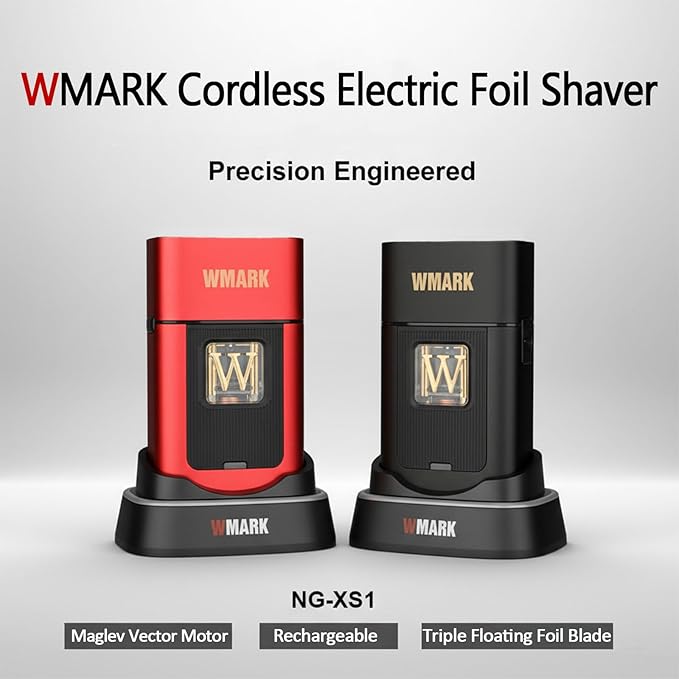WMARK Electric Foil Shavers for Men Electric Razor for Men Beard Shaver Cordless Maglev Vector Motor 10000RPM Stainless Steel Gold-Titanium Coating 3 Floating Blades USB-C Rechargeable NG-XS1