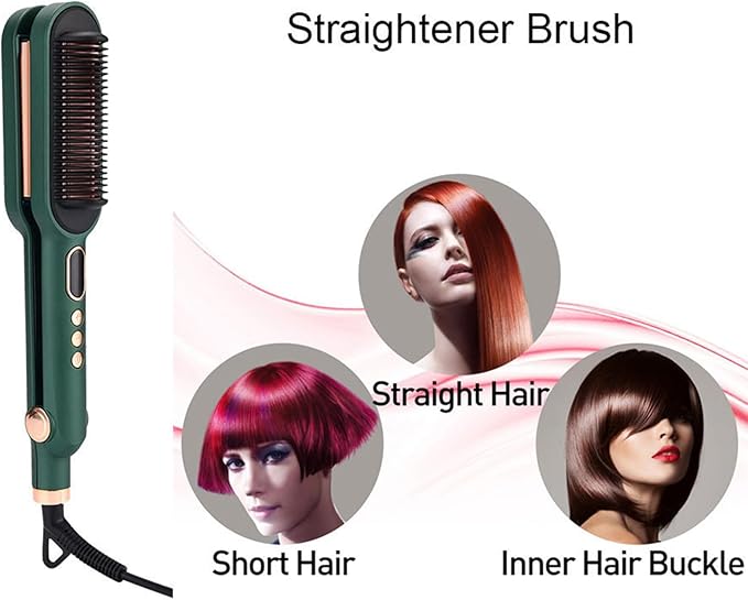 Semme 3 Waver and Straightening Comb Dual Purpose Hair Styling Tool with 5 Adjustable Temperature Settings LCD Display for Beach Waves Straight Locks (US Plug)