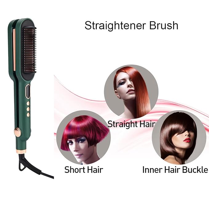 ZJchao Hair Styling Tool Portable Dual Purpose LCD Hair Curler Straightener Adjustable Temp for Home and Salon Use (US Plug)