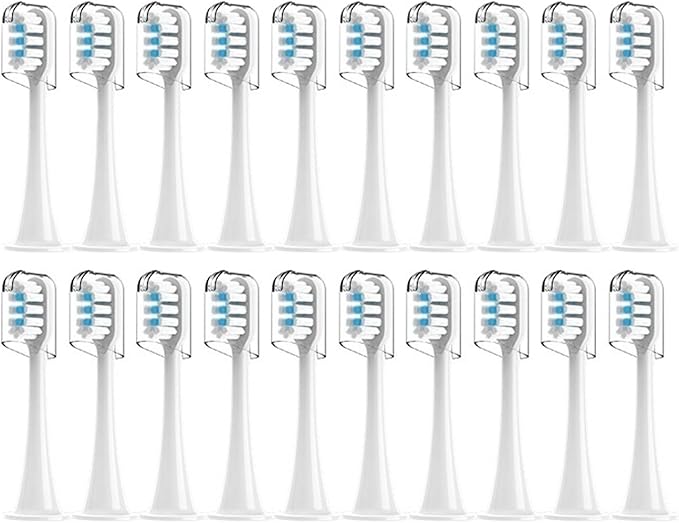 Compatible for Xiaomi Mijia T300/T500/T700 Sonic Electric Toothbrush Heads Replaceable Refill Nozzles 4 Colors with Anti-Dust Caps 4/20Pcs(20Wite)
