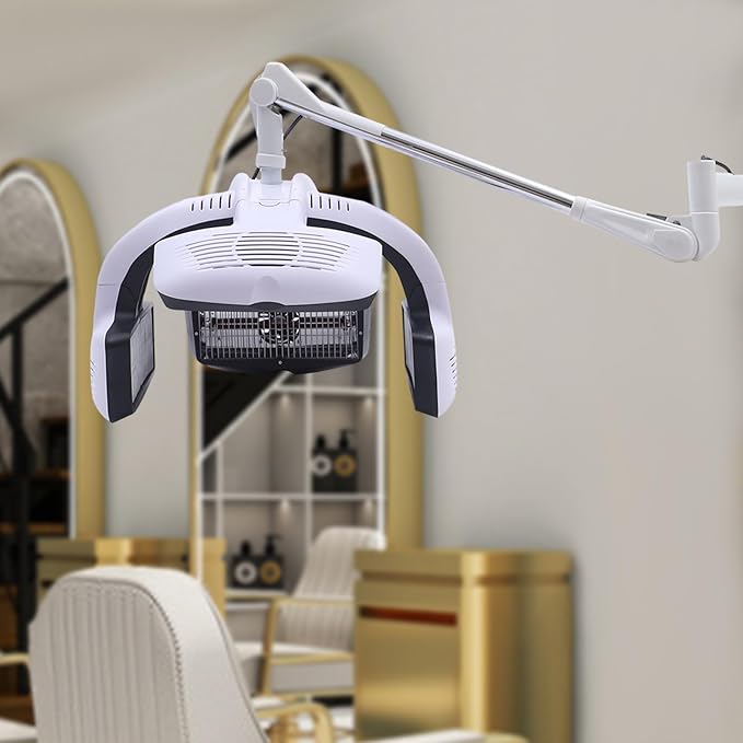 Hair Salon Dryer Wall Mounted Professional Hooded Dryer Multifunctional Adjustable Salon Equipment with LCD Panel and Heating Plate Temperature and Time Controllable Hairdressing Dyer