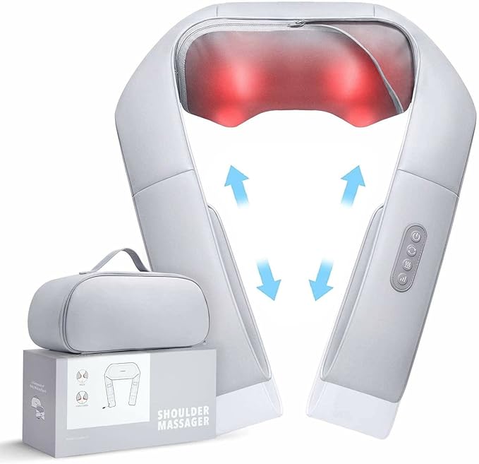 Shiatsu Back Massager Neck Massager with Adjustable Heat and Straps Deep Tissue Kneading for Shoulder Muscle Pain Relax Relief Christmas Gift