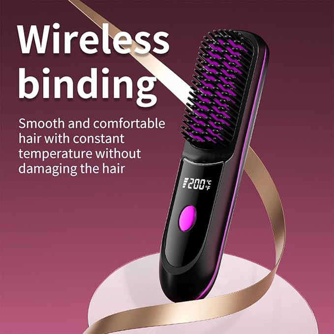 Hair Straightener Brush Electric Straightening Comb Rechargeable Portable Straightener Rechargeable Hair Comb