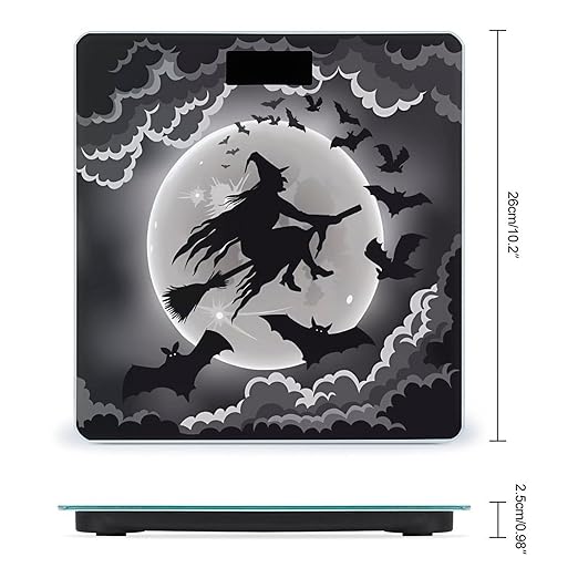 Halloween Witch Scale for Body Weight Anti-Slip Sturdy Tempered Glass Weighing Machine Highly Digital Accurate Bright LCD Bathroom Scale for Household Gift