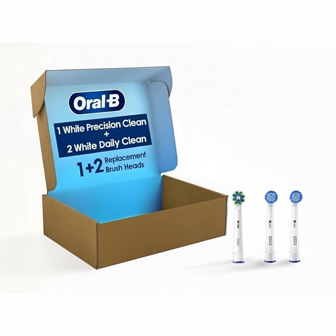 Oral-B Electric Toothbrush Replacement Brush Heads Precision Clean White 1 Count + 1 Daily Clean White