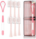 6 Pack Electric Toothbrush Replacement Heads Suitable for Oclean X Pro Elite/X/X Pro/Flow/F1/Air 2-Vacuum-Sealed with Hygienic CapsBonus Tongue Scraper &amp Travel Cup Included-Pink