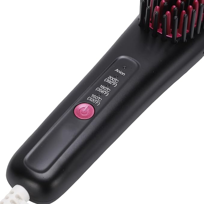 ZJchao Hair Straightener Comb Adjustable 3 Temperature Settings Portable Straightening Brush with 3D Teeth for Home Travel Use Black