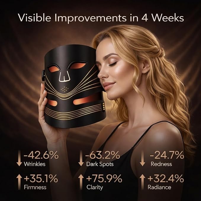 Red Light Therapy Face and Neck Mask - FDA 510 (k) Cleared (K253054) LED Facial Mask for Beauty and Skin Glow | 3 Light Modes Soft Silicone Rechargeable