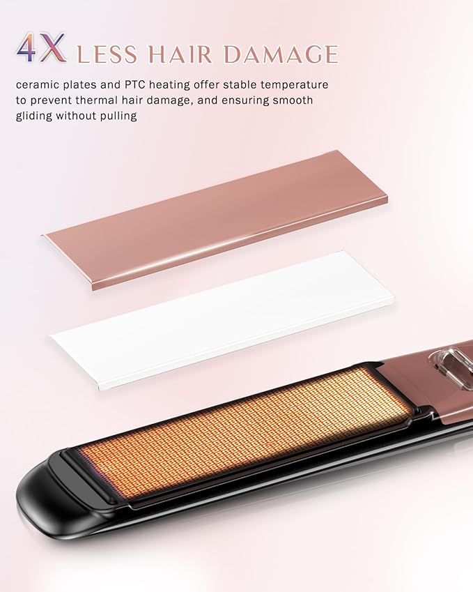 DORISILK 500 Degree High Temp Professional Hair Straightener30s Fast Heating Ceramic Flat Iron 2 in 1 Hair Straightener and CurlerPlasma Flat Iron Get Frizz-Free Dual Voltage for Travel Using