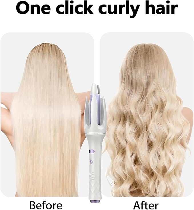 Automatic Rotating Curling Iron1.1 Inch Curling Wand with 3 Temp Ionic Hair Waver with Anti-Scald Design Dual Voltage Hair Curler Ceramic Coating for Long-Lasting Waves