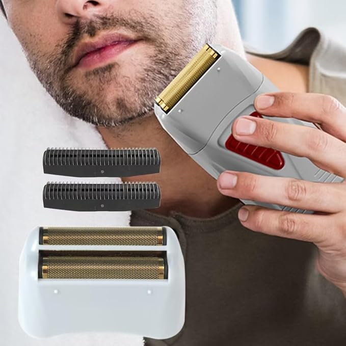 2-Sets Replacement Shaving Head &amp Cutter Blades with Hypo-Allergenic Gold Foil Head Compatible for Andis 17150(TS-1)/17155/17200