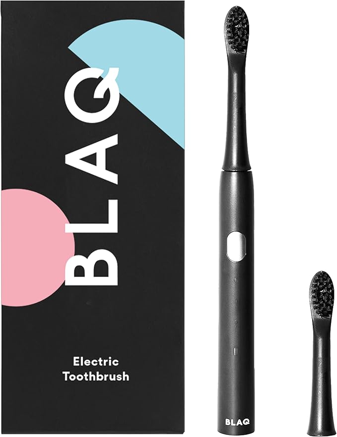 BLAQ Sonic Electric Toothbrush for Adults and Kids - Rechargeable with Two Soft Touch Replacement Heads - Long Lasting Battery - Lightweight Rechargeable IPX7-3 Brushing Modes