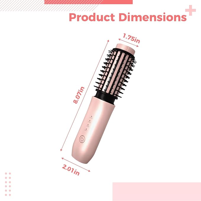 Cordless 2 in 1 Hair Straightener and Curler Portable Brush with Ceramic Coating 2000Mah Rechargeable Battery Adjustable Temp Quick Type-C Charging Great for Travel and Daily Styling