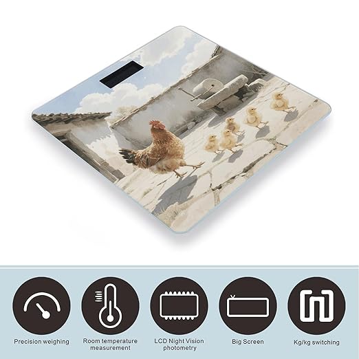 Chickens Weight Scale Large Digital Bathroom Scales with Bright LED Display Non Slip Digital Scale and Step On Fashion Weighing Machine for Body