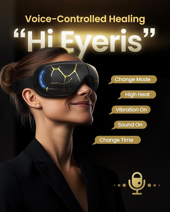 RENPHO Eye Massager with Heat and Cooling Voice Control Birthday Gifts for Men Women Dad Him Her Eye Mask for Migraines Eye Care with Massage Reduce Dry Eyes Eyeris Kintsugi