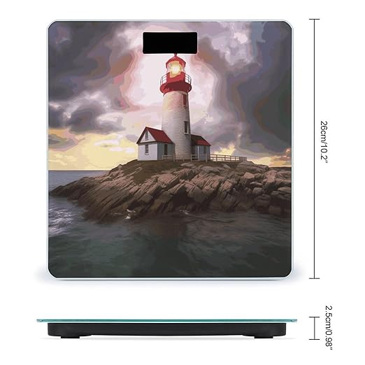 Lighthouse Scale for Body Weight Highly Accurate Digital Bathroom Body Scale Digital Bathroom Scales for People Anti-Slip Large LCD Display Smart Scales