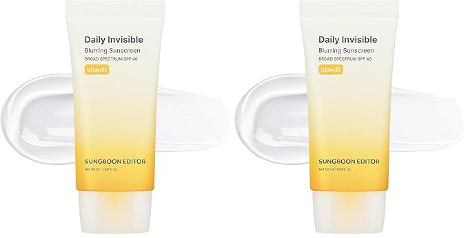 SUNGBOON EDITOR Daily Invisible Blurring Sunscreen with Broad Spectrum SPF 40 Invisible Sunscreen for Face Makeup Primer spf 50ml 1.69 fl.oz Oil Free Weightless (Pack of 2)