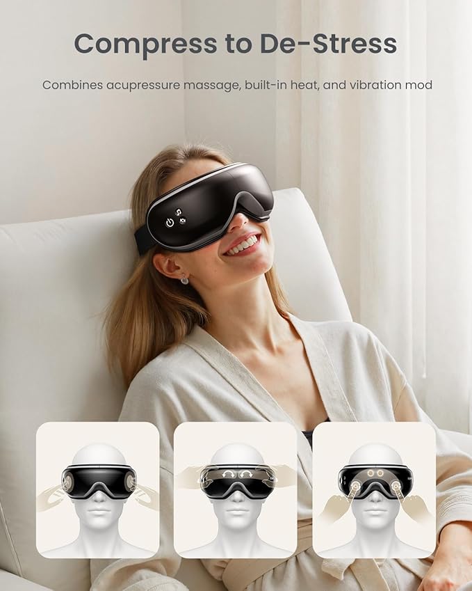 RENPHO Eyeris 1 Eye Massager with Heat FSA Eligible HSA Christmas Birthday Gifts for Women Men Mom Dad Her Him Eye Mask for Migraine Smart Sleep Mask for Dry Eyes Relax Reduce Strain