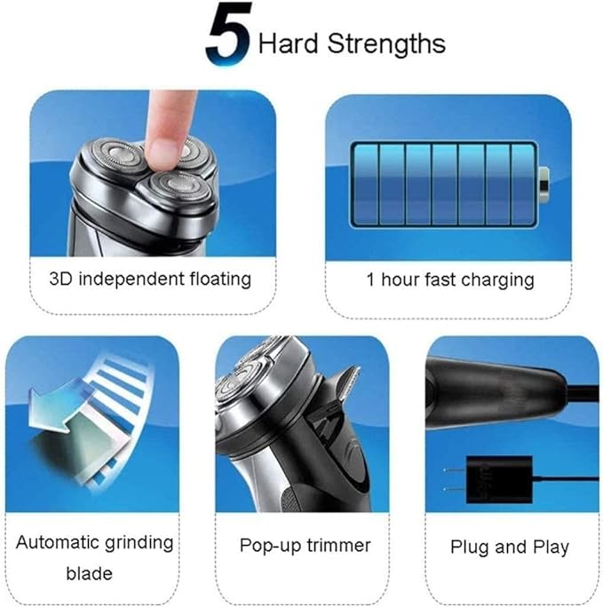 Electric Razor for Men Electric Shavers for Men Wet&ampDry Waterproof Mens Electric Razors for Shaving Face Rotary Shavers Men's Electric Shaver Razor with Pop-up Trimmer