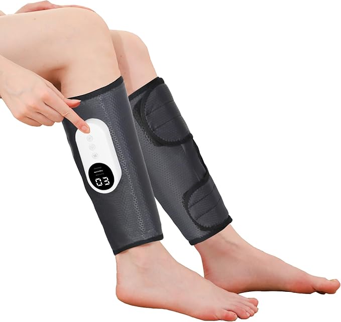 Leg Massager for Circulation and Pain Relief Calf Air Compression Massager with Heat Leg Massager with 3 Intensities 3 Modes Easy to use Muscle Relaxation Gifts (Pair)