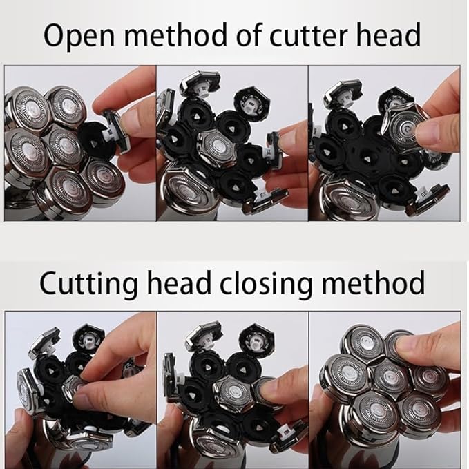 Head Shavers for Bald Men 7 Cutter Head Floating Electric Shaver for Men Bald 7D Independently Electric Razor Waterproof Men Beard Trimmer Machine