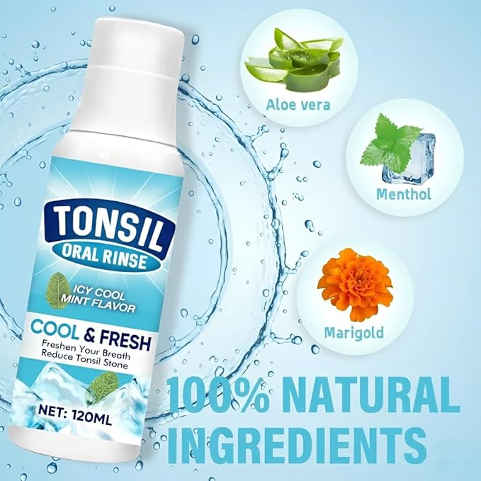 Tonsil Stone Mouthwash Fresh Breath Oral Rinse for Tonsil Stone Removal and Prevention Alcohol Free Mouth Wash Treatment Eliminates Bad Breath - 3 Count Mint Flavor