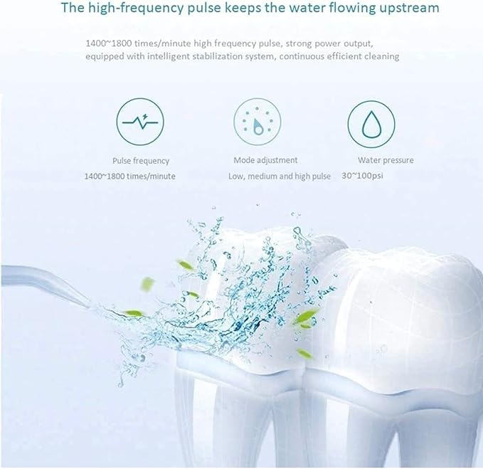 Water Flosser Portable Dental Oral Irrigator Rechargeable Waterproof Teeth Cleaner for Home and Travel -200ml Detachable Reservoir(White)