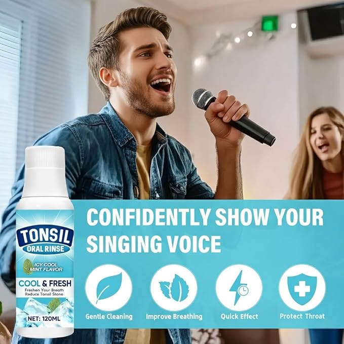 Tonsil Stone Mouthwash Fresh Breath Oral Rinse for Tonsil Stone Removal and Prevention Alcohol Free Mouth Wash Treatment Eliminates Bad Breath - 3 Count Mint Flavor