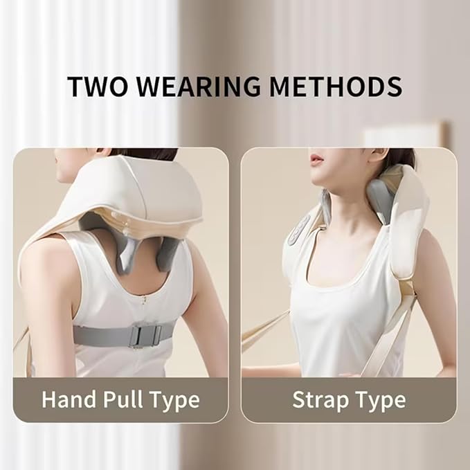Shoulder Massager Portable Rechargeable 6D Shiatsu Neck and Shoulder Massager with Heat Deep Tissue Back Massager for Pain Relief &amp Relaxation (Cream White)