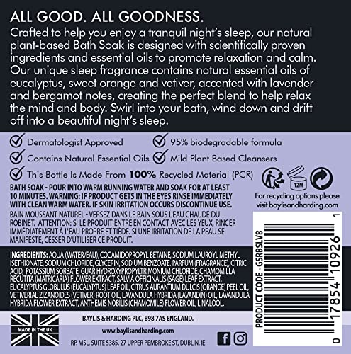 Baylis &amp Harding Goodness Sleep Lavender &amp Bergamot Bundle: 4 x 16.9 fl. oz Bath Soak &amp 4 x 33.8 fl. oz Bath Salts - Vegan Friendly