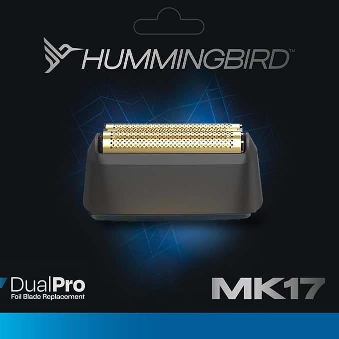 HUMMINGBIRD MK17 DualPro Foil Shaver &amp Beard Trimmer for Men – Gold Titanium Blades Digital Display Wet/Dry USB-C &amp Wireless Charging Dock with One Additional Foil Replacement Blade